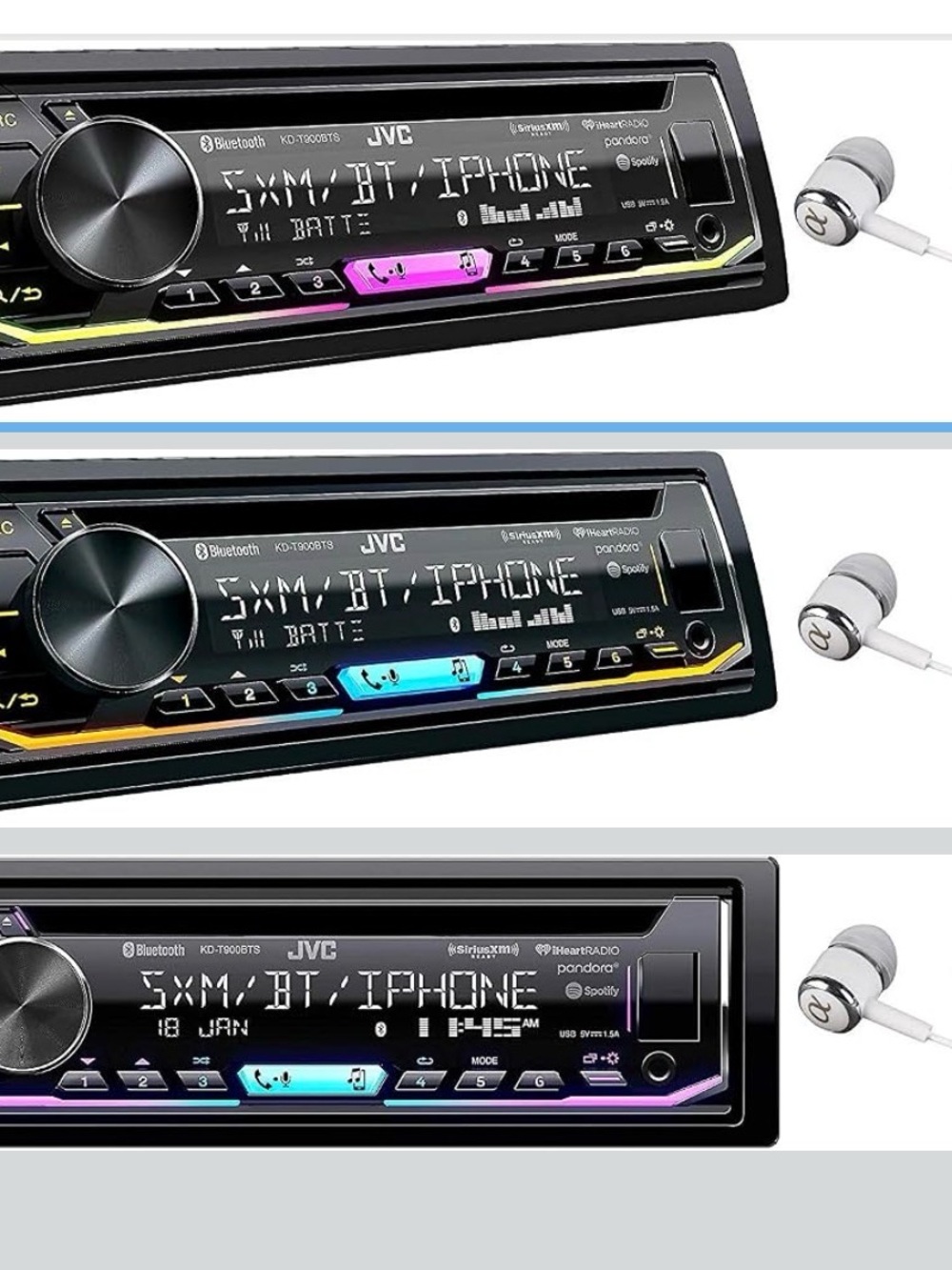 JVC Blue Tooth Color Changing Car Stereo